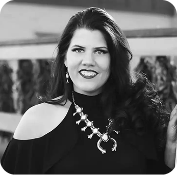 ADN team member headshot, black and white professional portrait of a woman